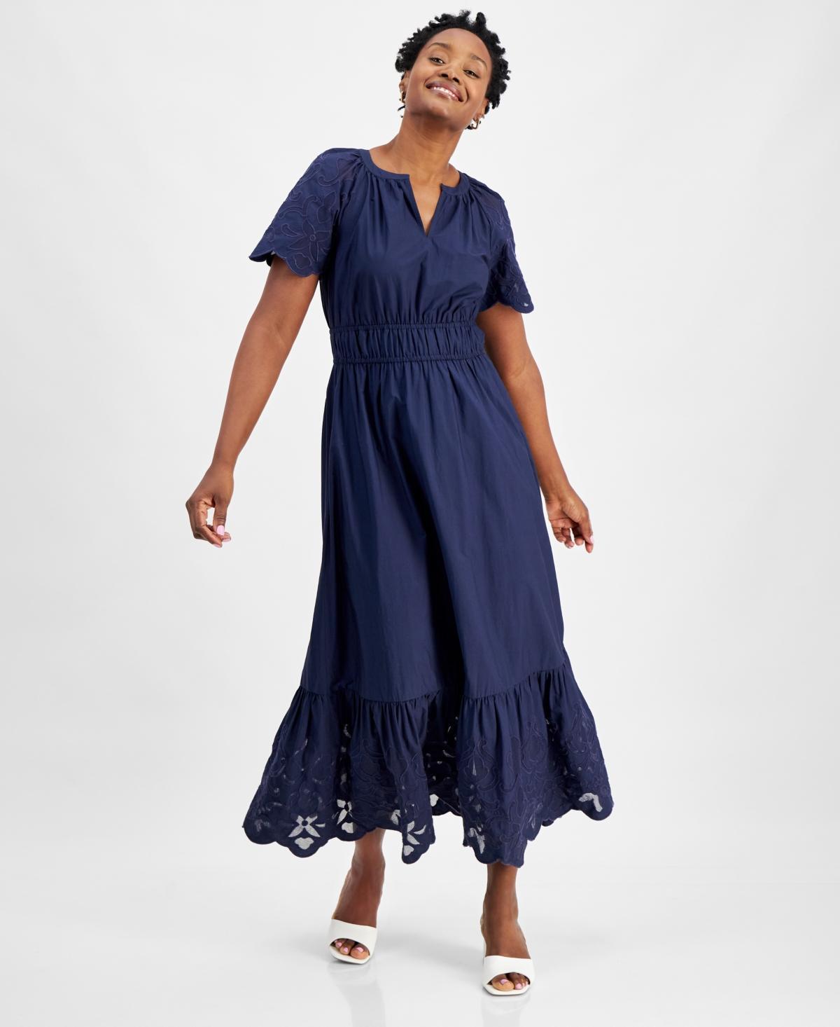 On 34th Womens Cotton Embroidered Midi Dress, Created for Macys Product Image