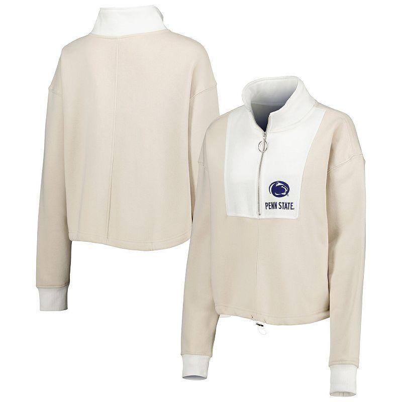 Womens Gameday Couture Tan/White Penn State Nittany Lions Color-Block Quarter-Zip Jacket Product Image