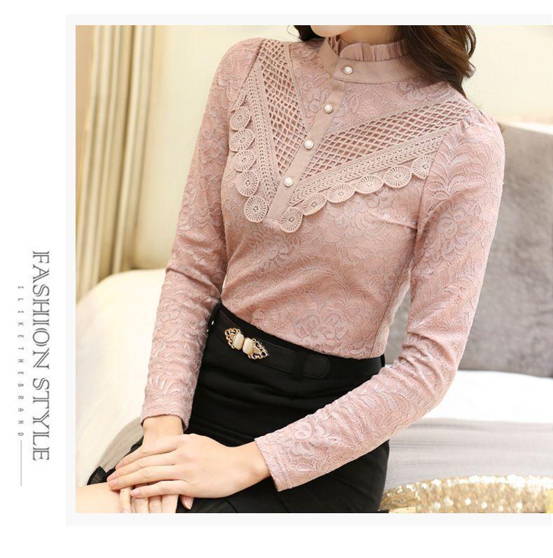 Long-Sleeve Mock-Neck Lace Top Product Image