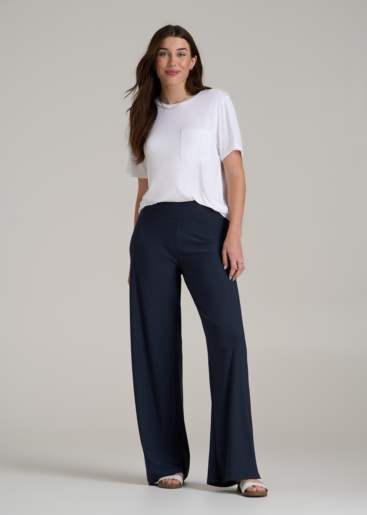 Pull On Breezy Wide Leg Pants for Tall Women in Navy Product Image