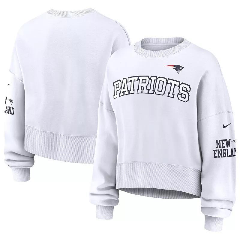 Womens Nike New England Patriots Oversized Long Sleeve Cropped Sweatshirt product image