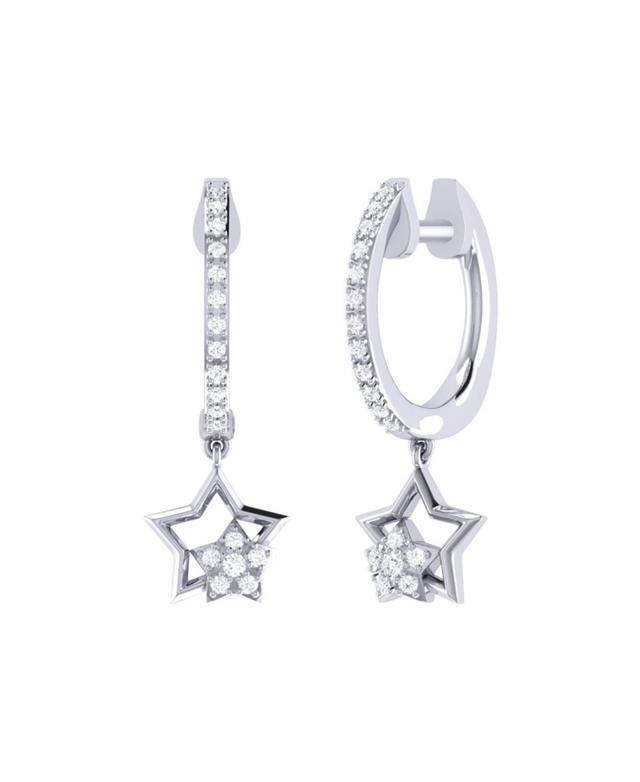 LuvMyJewelry Star kissed Duo Design Sterling Silver Diamond Hoop Women Earring Product Image