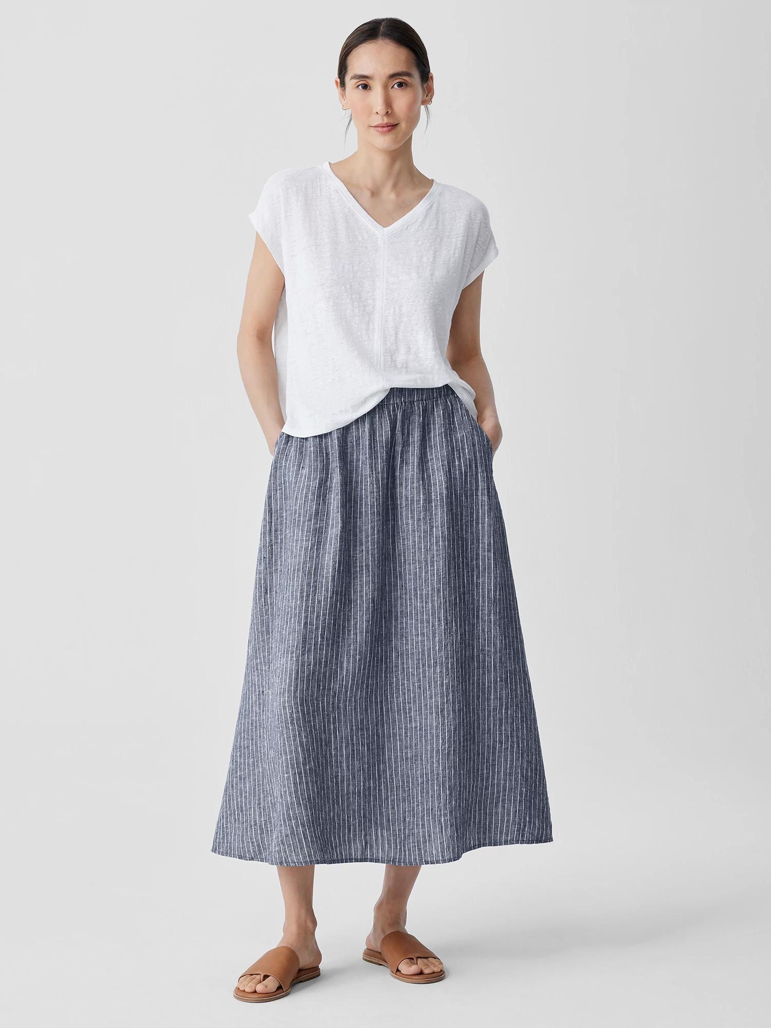 EILEEN FISHER Puckered Organic Linen Pocket Skirtfemale product image