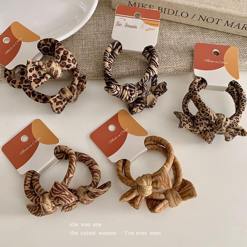 Zebra / Leopard Print Bow Hair Tie (Various Designs) Product Image