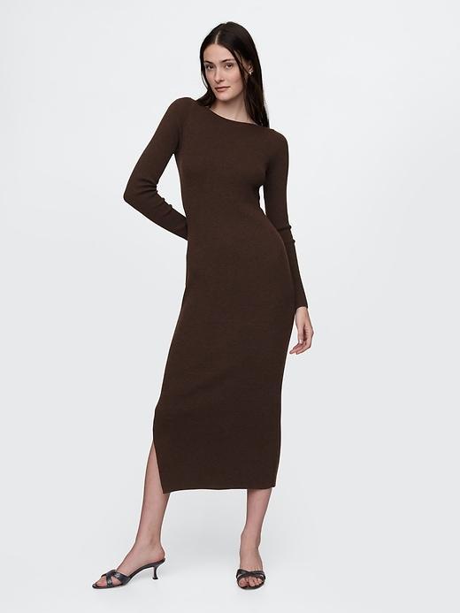 Boatneck Rib Midi Sweater Dress Product Image