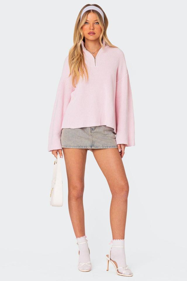 Edikted Women's Amour High Neck Oversized Zip Sweater Product Image