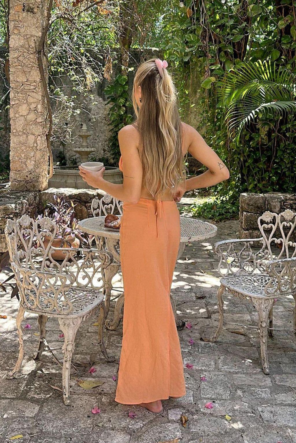 Sunset Beach Orange Maxi Skirt Product Image