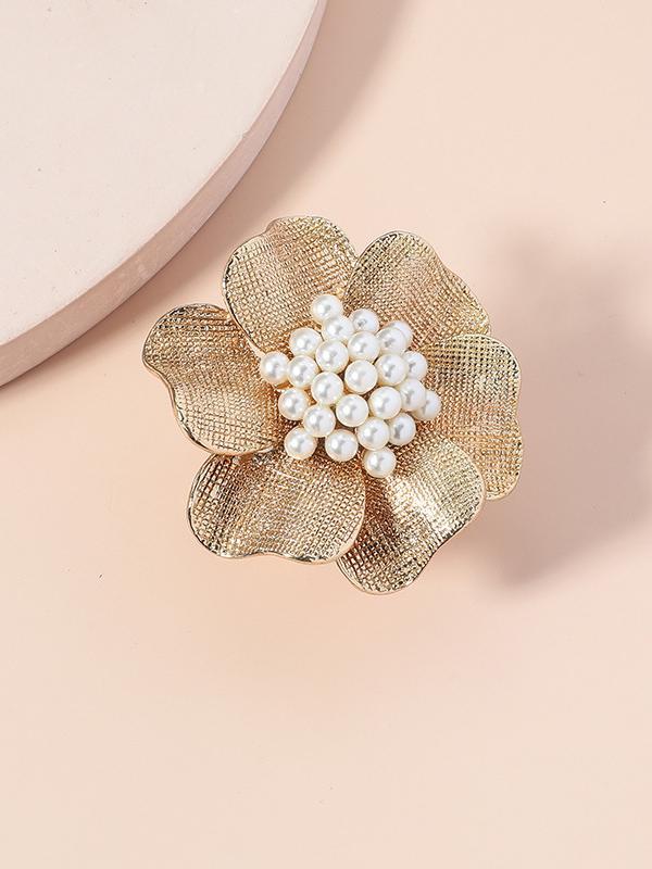 Adjustable Color-Block Flower Shape Rhinestone Sequined Rings Accessories Product Image