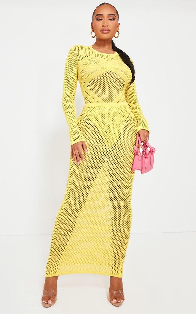 Shape Yellow Knitted Low Rise Maxi Skirt Product Image