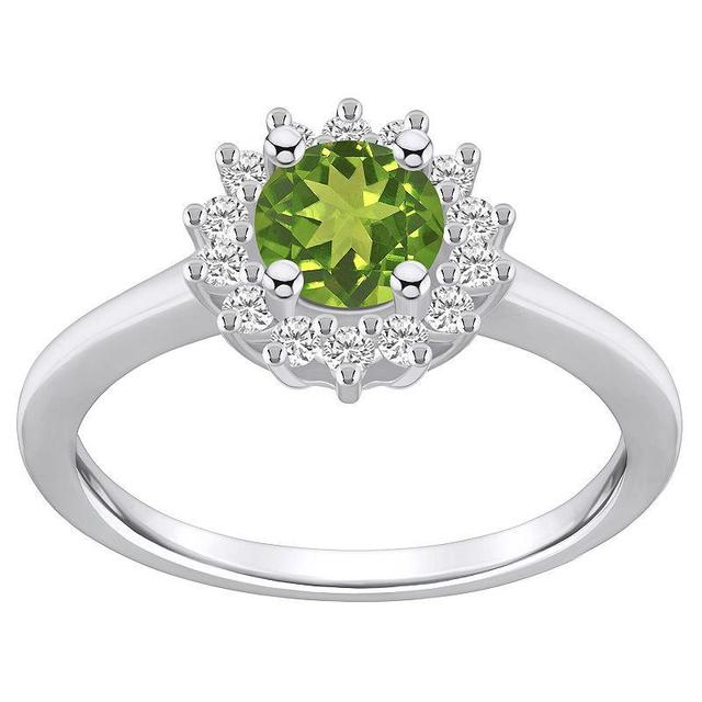 Alyson Layne 14k White Gold Peridot & 1/4 Carat T.W. Diamond Halo Ring, Womens Green Product Image