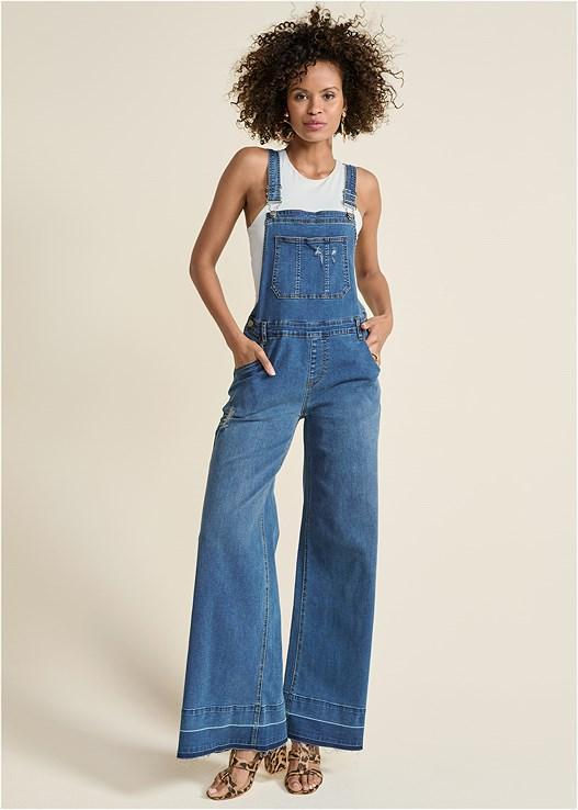 Denim Flare Overalls Product Image