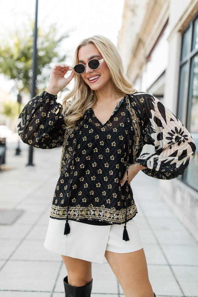 Gourd Vibes Black Multi Printed Blouse Product Image