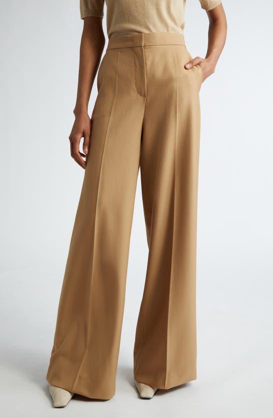 Senna Virgin Wool Wide Leg Pants In Brown Product Image