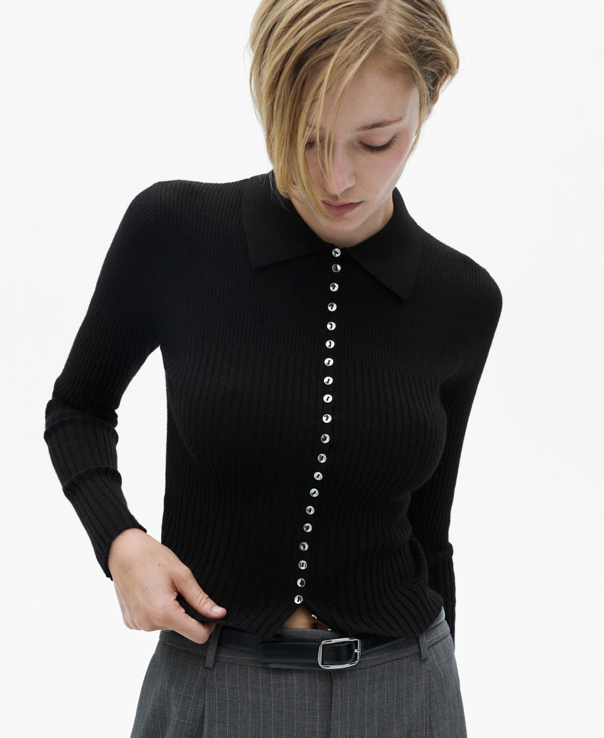 Mango Womens Decorative Button Sweater product image