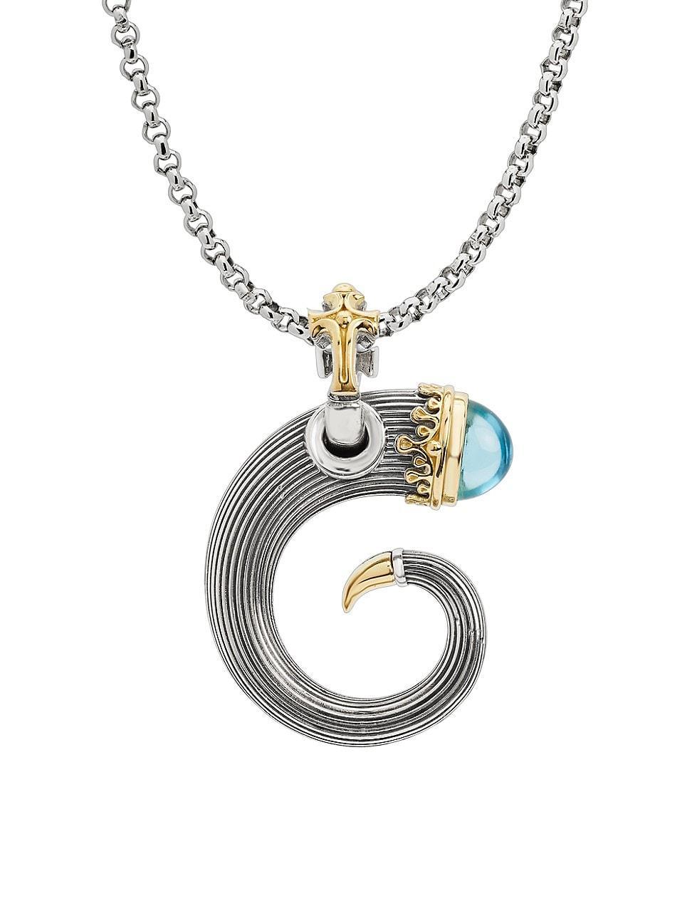 Womens Delos 2.0 Cornucopia 18K Gold, Sterling Silver & Blue Topaz Pendant Product Image