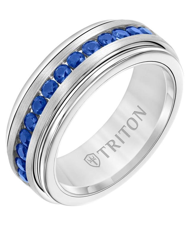 Triton Mens Sapphire Wedding Band (1-1/2 ct. t.w.) in White Tungsten Carbide & Sterling Silver Product Image