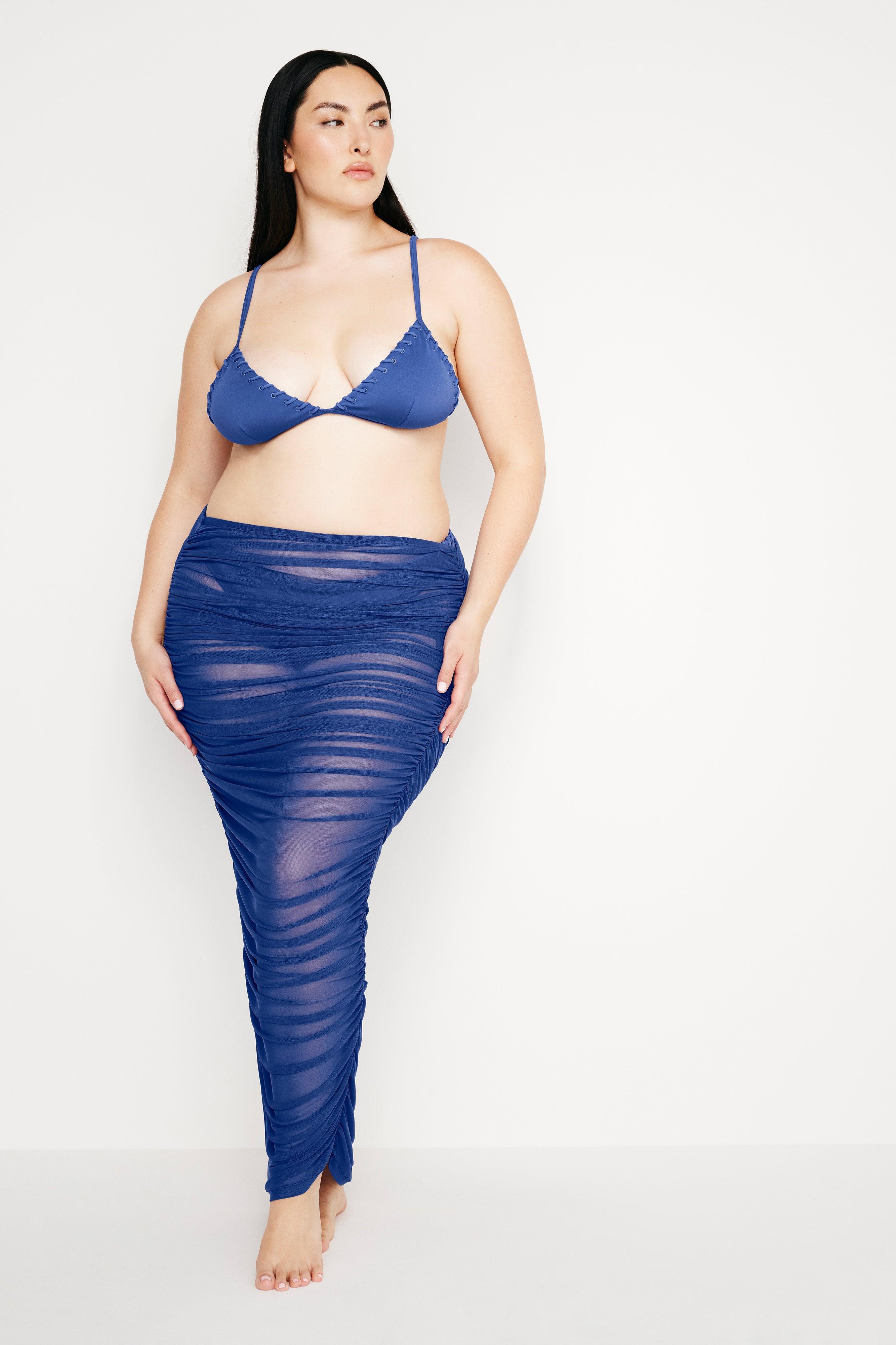 MESH RUCHED SKIRT | CAPRI BLUE004 Product Image