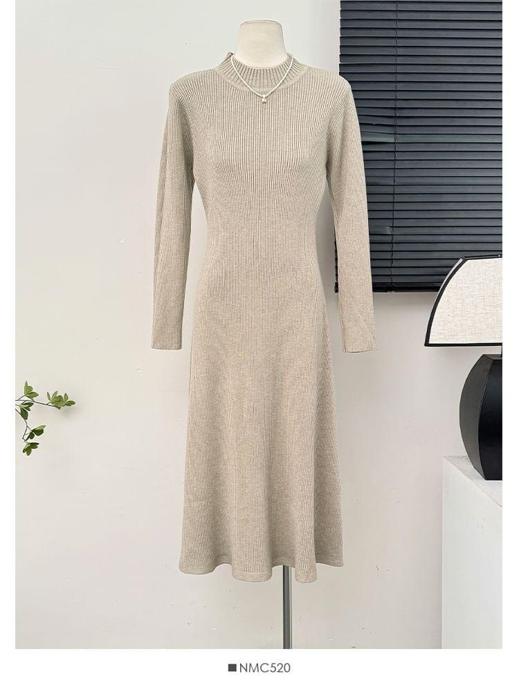 Mock-Neck Ribbed-Knit Dress Product Image