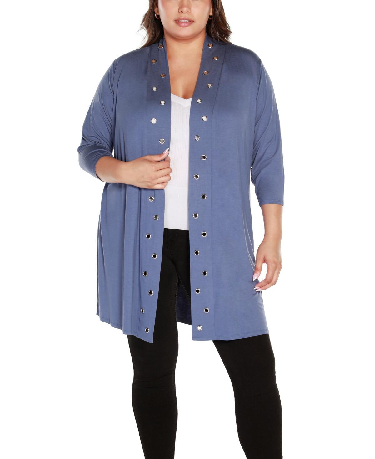 Belldini Plus Size Grommet-Trim Duster Cardigan Product Image