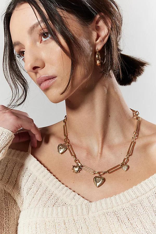 Victoria Heart Charm Necklace Womens at Urban Outfitters Product Image