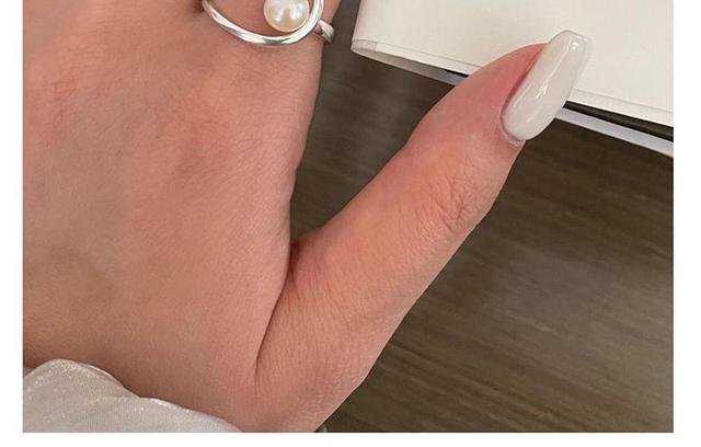 Faux Pearl Geometric Alloy Open Ring Product Image