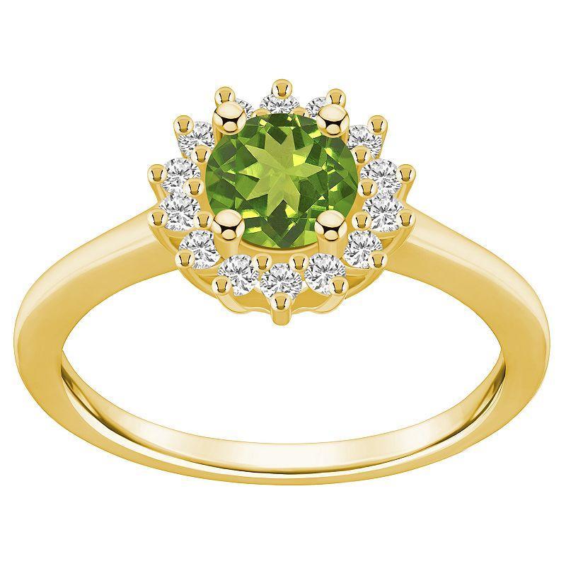 Alyson Layne 14k Gold Peridot & 1/4 Carat T.W. Diamond Halo Ring, Womens Green Product Image