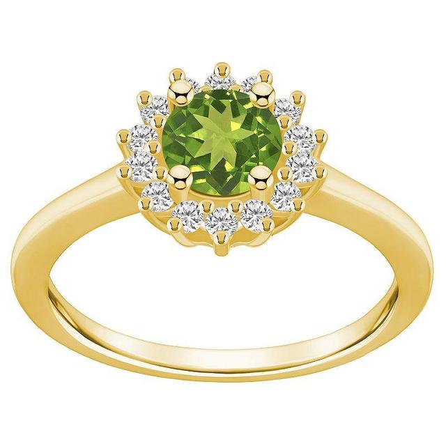 Alyson Layne 14k Gold Peridot & 1/4 Carat T.W. Diamond Halo Ring, Womens Green Product Image