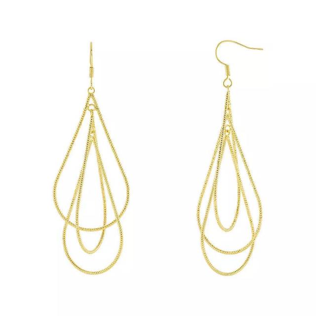 PRIMROSE Triple Diamond Cut Teardrop Earrings, Womens, Gold Tone Product Image