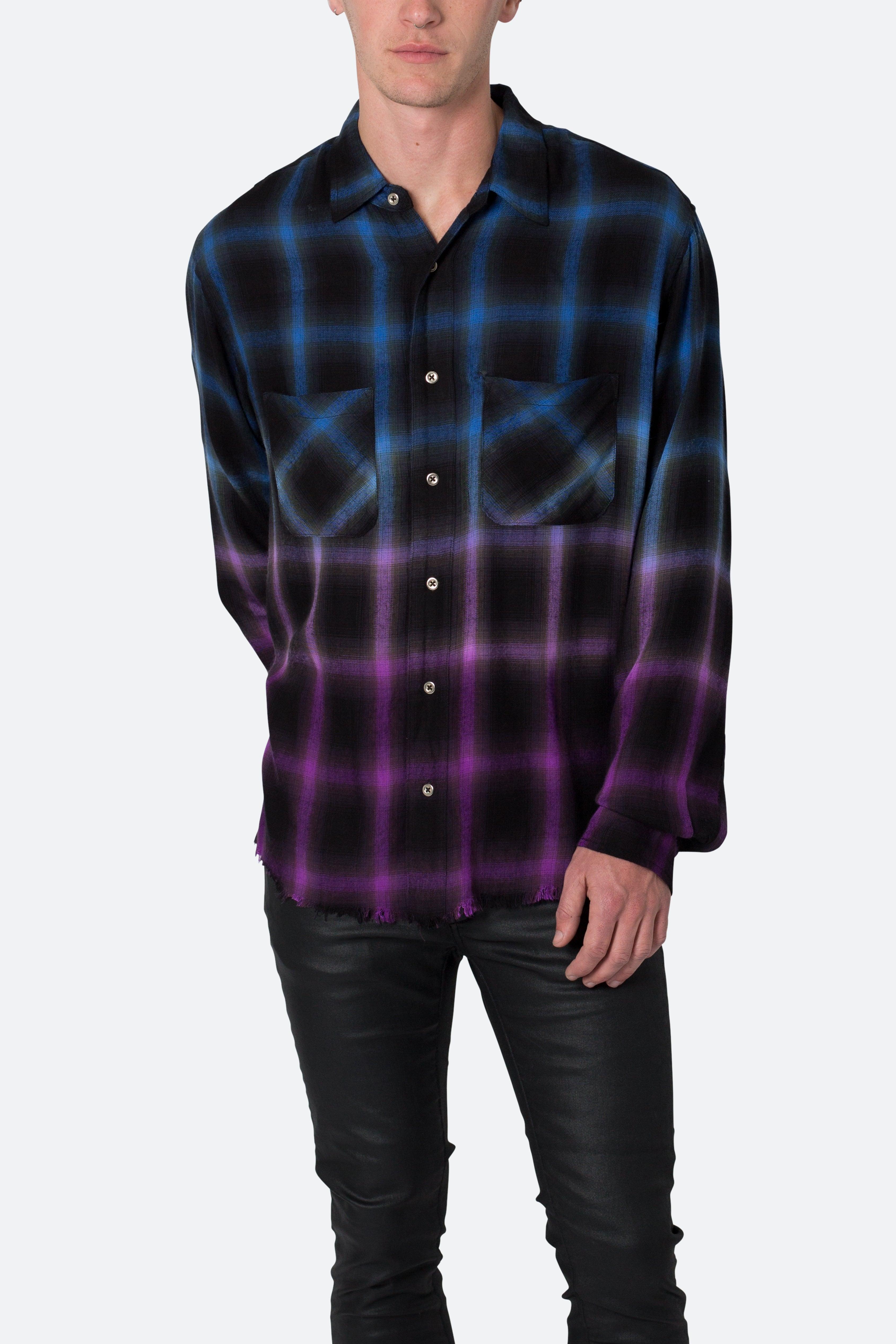 Ombre Flannel Shirt - Black/Purple Product Image