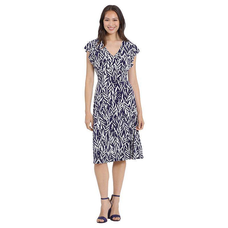 Petite London Times V-neck Ruffle Sleeve Midi Dress, Womens Blue Product Image