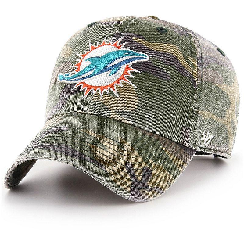 Mens 47 Camo Miami Dolphins Woodland Clean Up Adjustable Hat Product Image