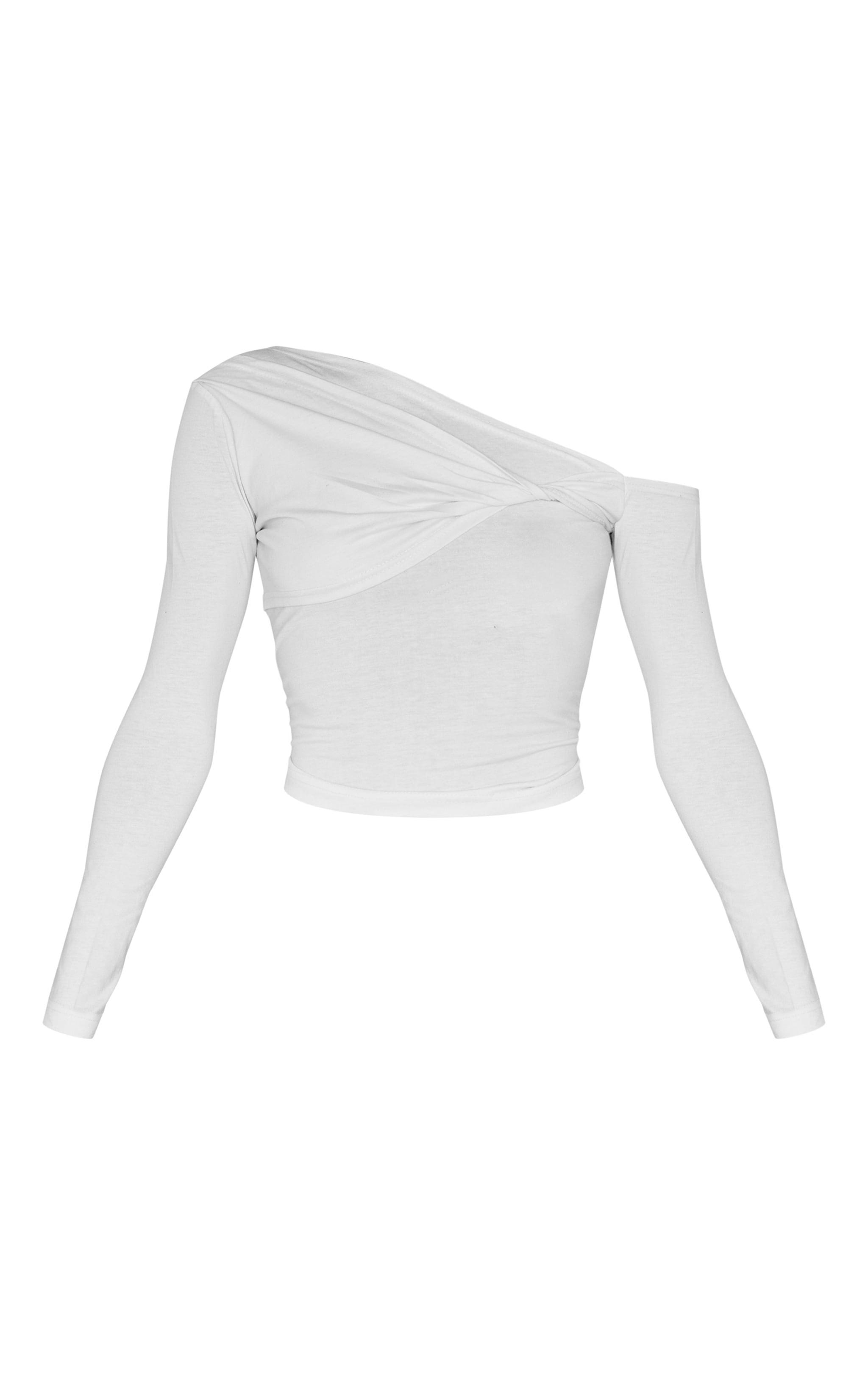 Cream Twist Detail Bardot Long Sleeve Top Product Image