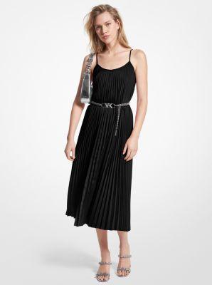 Womens Pleated Slip Midi-Dress Product Image