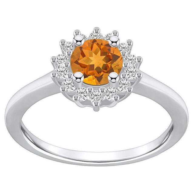 Alyson Layne 14k White Gold Citine & 1/4 Carat T.W. Diamond Halo Ring, Womens Orange Product Image