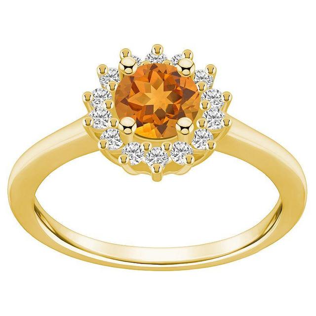 Alyson Layne 14k White Gold Citine & 1/4 Carat T.W. Diamond Halo Ring, Womens Orange Product Image