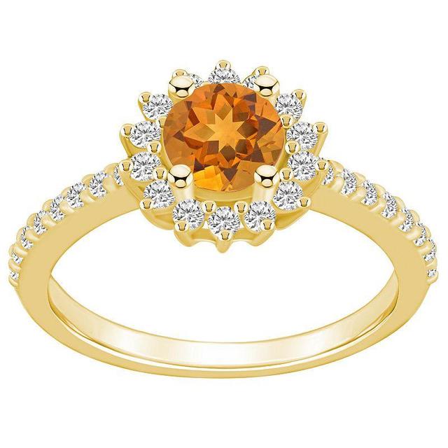 Alyson Layne 14k Gold Citine & 1/2 Carat T.W. Diamond Halo Ring, Womens Orange Product Image