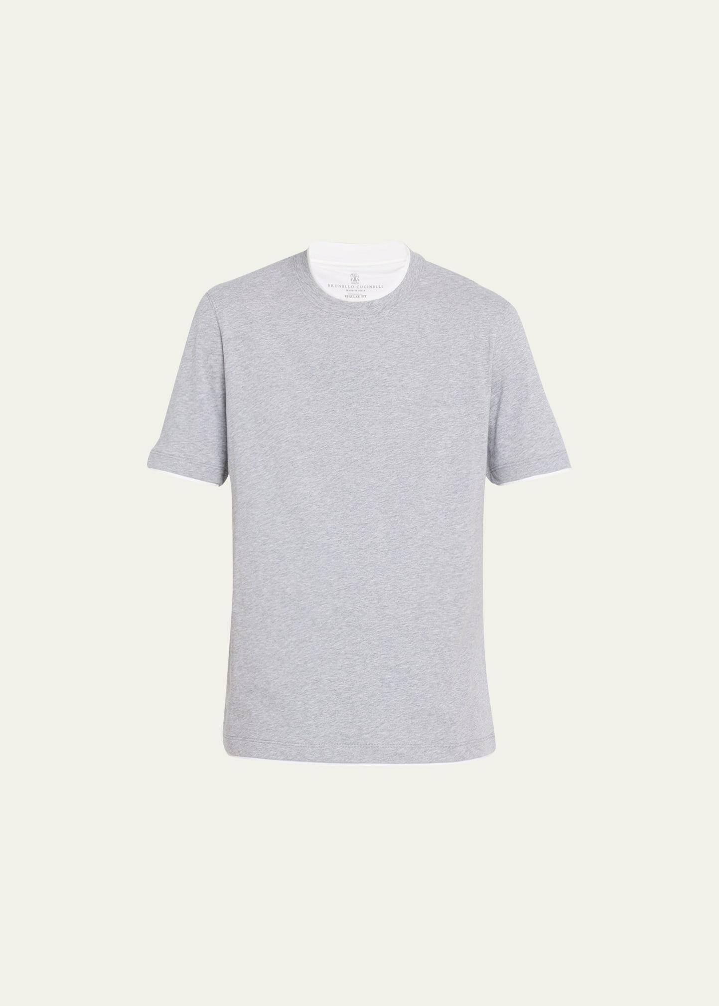 Mens Crewneck T-Shirt with Faux-Layering Product Image