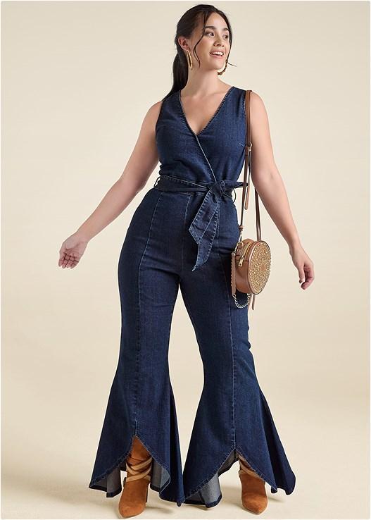 Flared Denim Jumpsuit Product Image