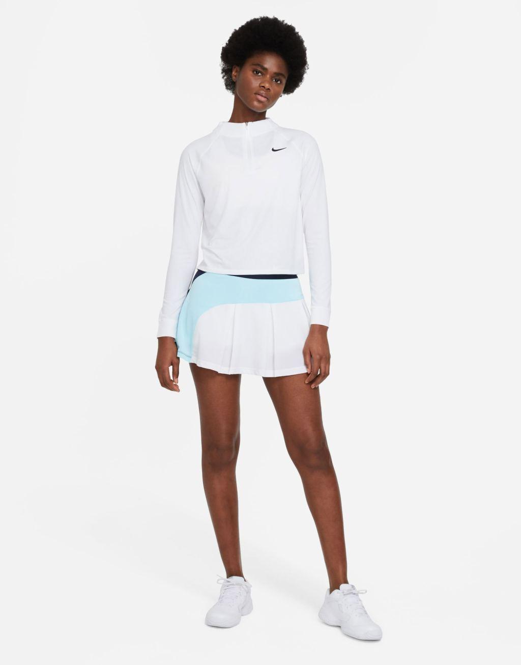 Nike Tennis Victory Dri-FIT long sleeve half-zip top in white Product Image