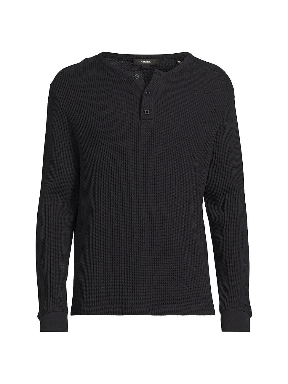 Mens Chunky Waffle Long-Sleeve Henley Pullover Product Image