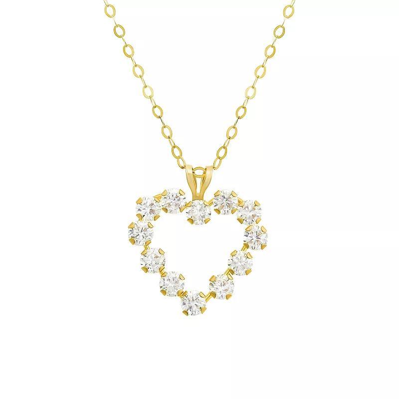 Womens Forever Radiant 10k Gold Cubic Zirconia Links Open Heart Pendant Necklace Product Image