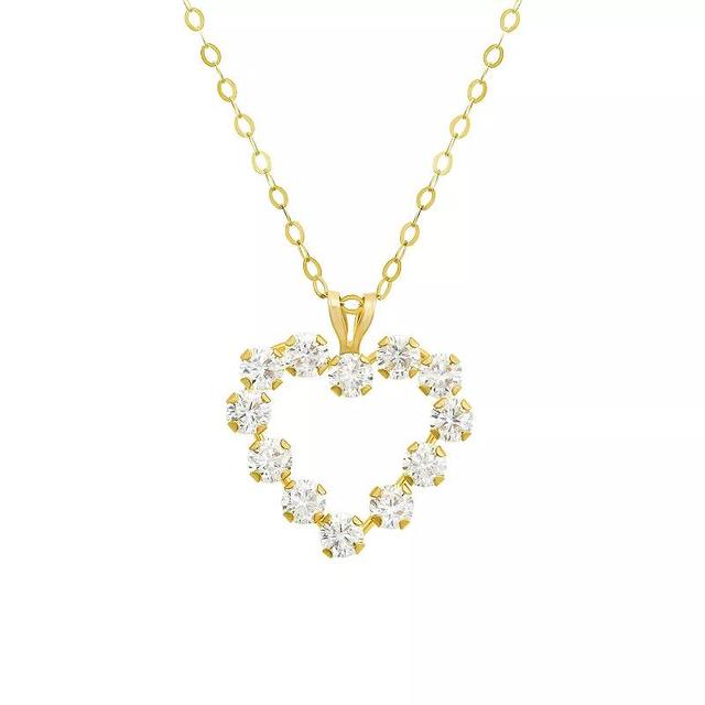 Womens Forever Radiant 10k Gold Cubic Zirconia Links Open Heart Pendant Necklace Product Image