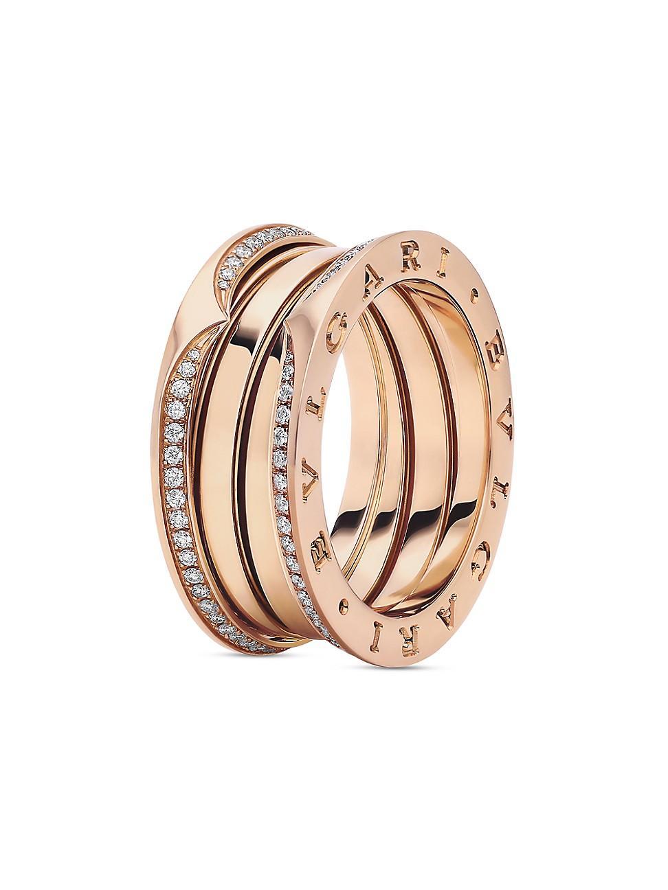 Womens B. zero1 18K Rose Gold & 0.43 TCW Diamond 3-Band Ring Product Image