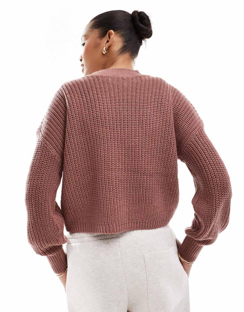 ONLY knit cardigan in dark pink Product Image