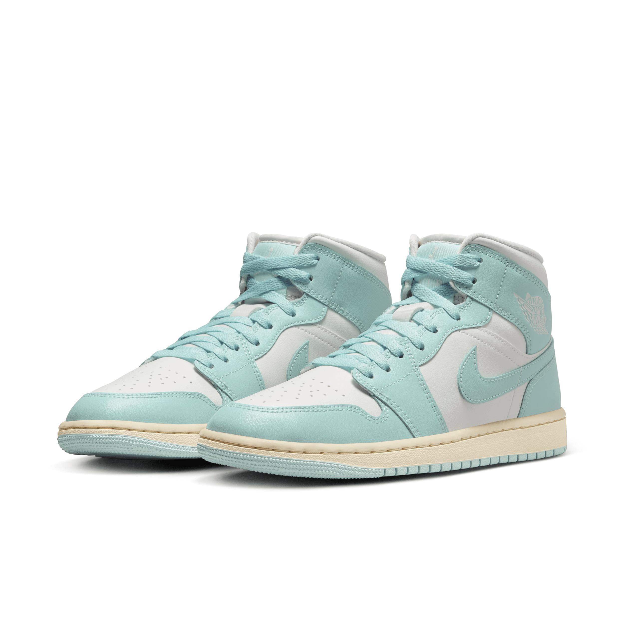 Jordan Womens AJ 1 Mid - Basketball Shoes Light Dew/Sail/Muslin Product Image