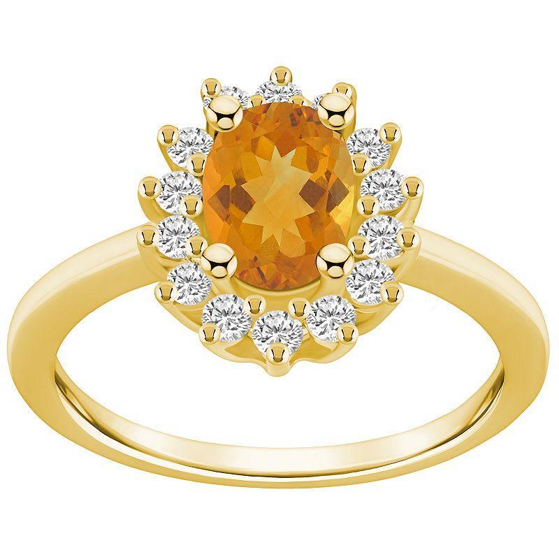 Alyson Layne 14k Gold Oval Cut Citine & 1/3 Carat T.W. Diamond Halo Ring, Womens Orange Product Image