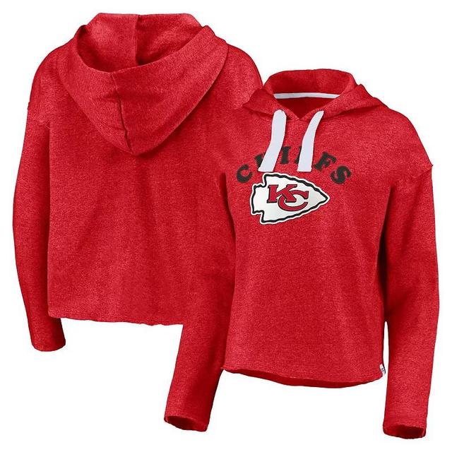 Womens Fanatics Branded Heathered Kansas City Chiefs Sport Resort Vintage Arc Cropped Raw Edge Pullover Hoodie Product Image