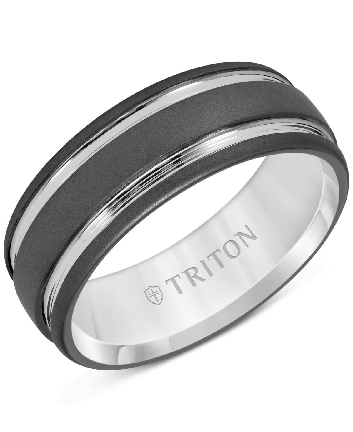 Triton Mens Two-Tone Sandblast Finish Wedding Band Tungsten Carbide - Black Product Image