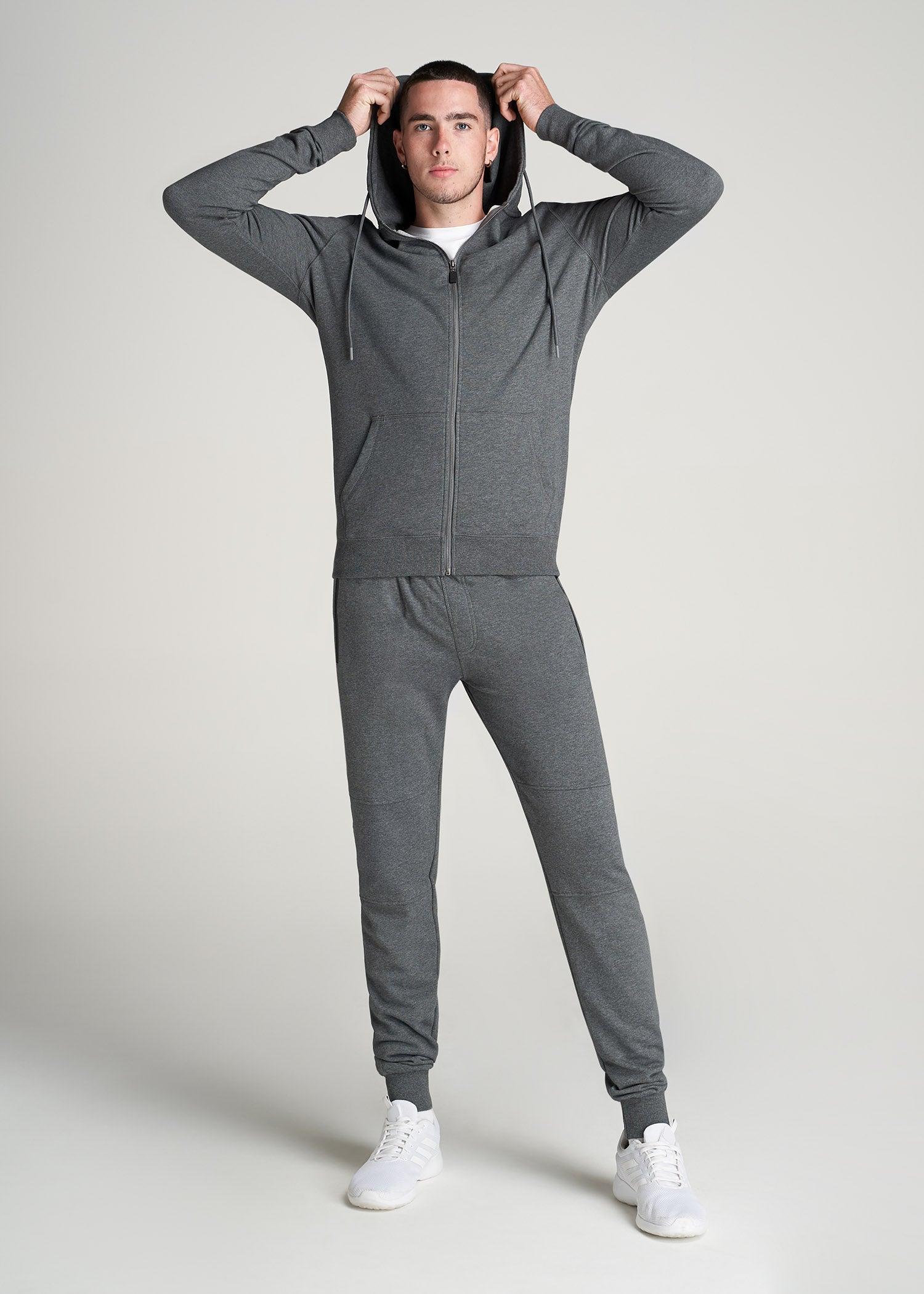 Wearever French Terry Full-Zip Men's Tall Hoodie in Charcoal Mix Male Product Image