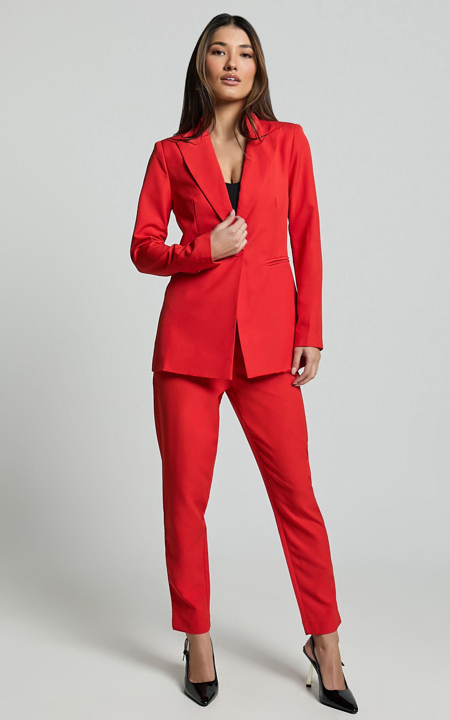 Hermie Blazer - Single Breasted Blazer in Red Product Image